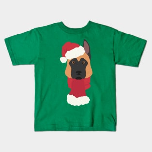 Christmas Malonois Dog Face Kids T-Shirt